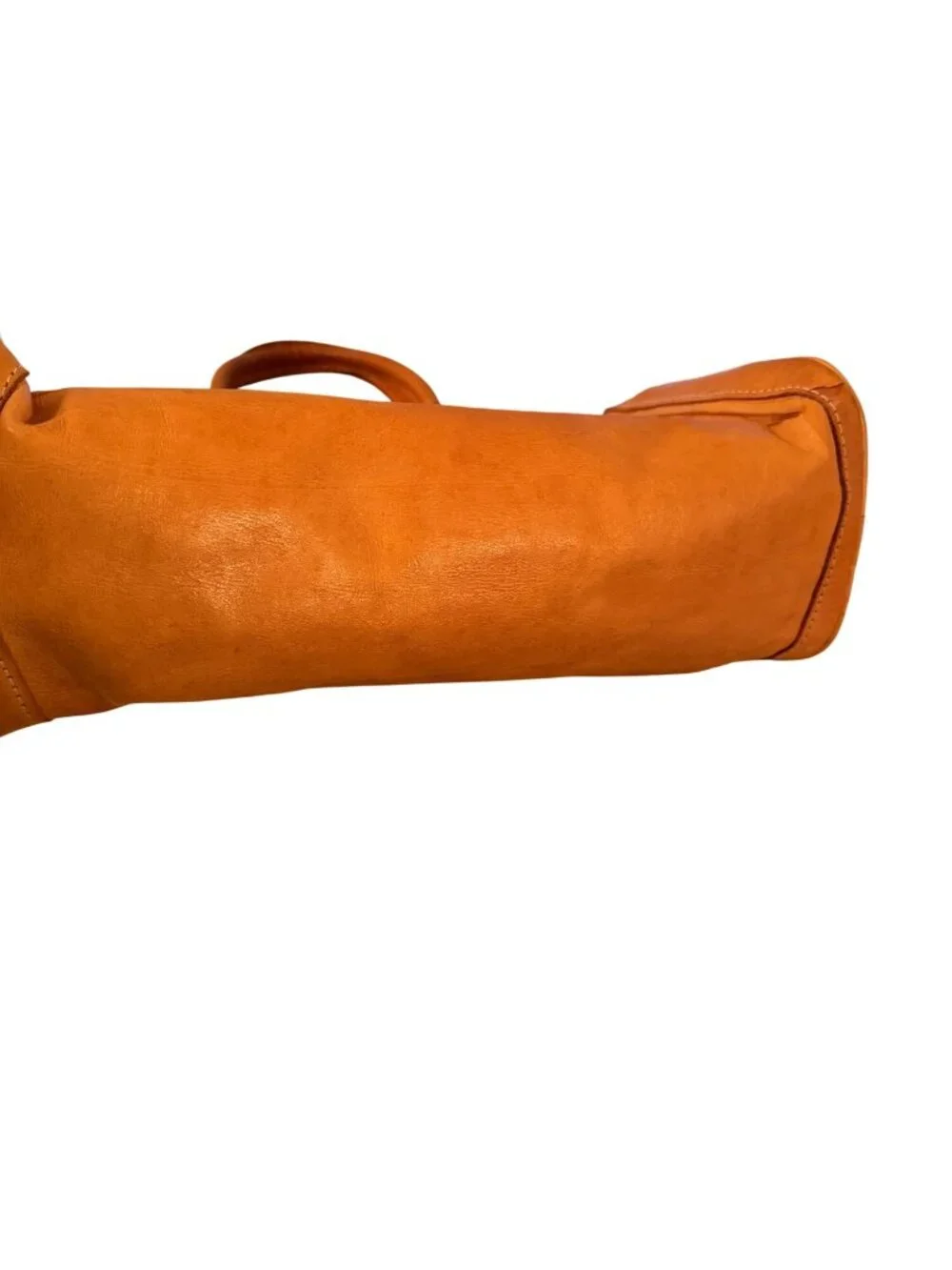 Vintage Womens Rectangular Hand-tooled Leather Handbag Top Handles Tan Western